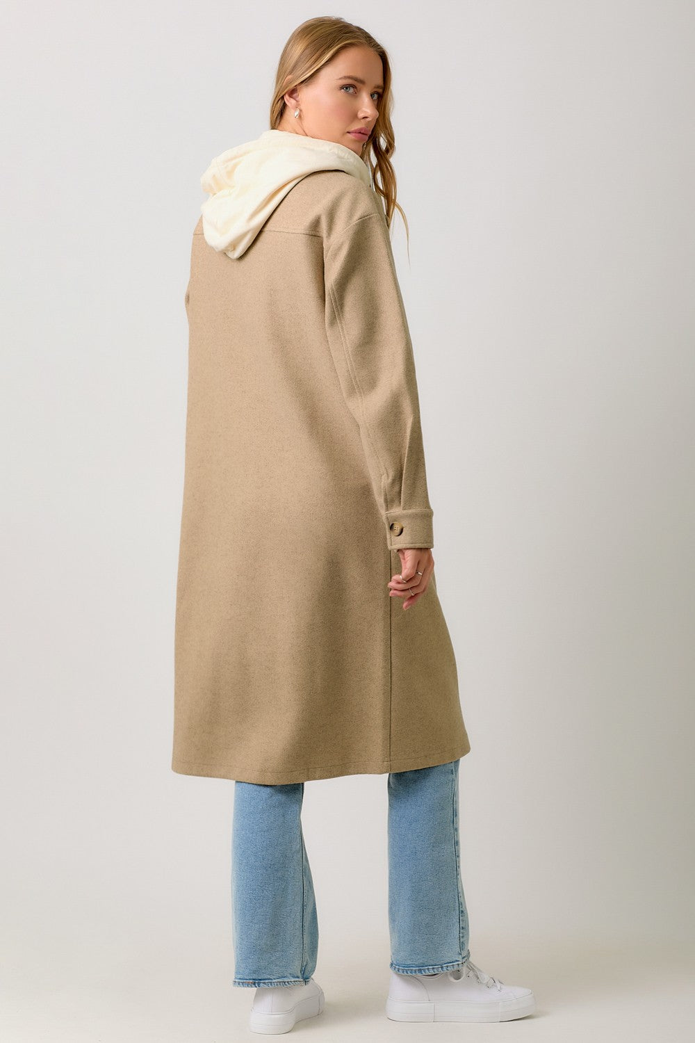 Twofer Hoodie Coat in Latte