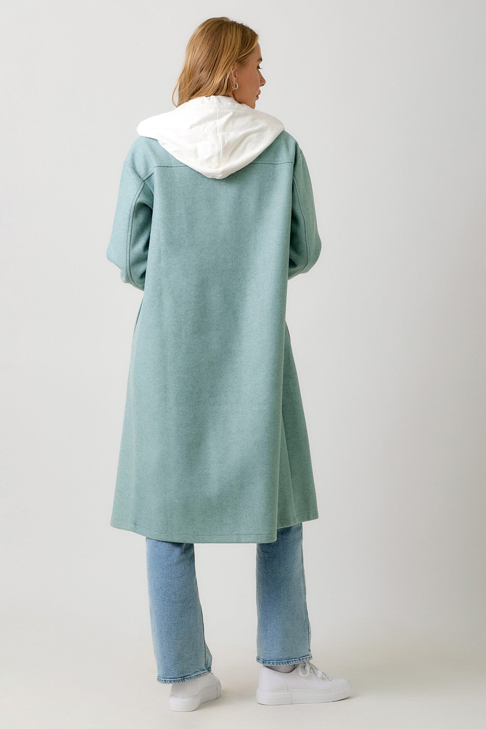 Twofer Hoodie Coat in Soft Blue