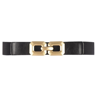 Wide Stretch Belt with Oversized Gold Buckle