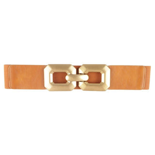 Wide Stretch Belt with Oversized Gold Buckle