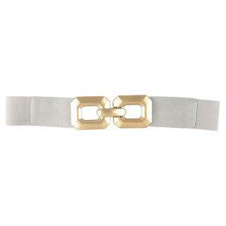 Wide Stretch Belt with Oversized Gold Buckle