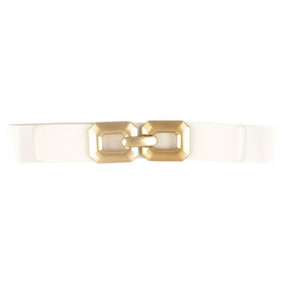 Wide Stretch Belt with Oversized Gold Buckle
