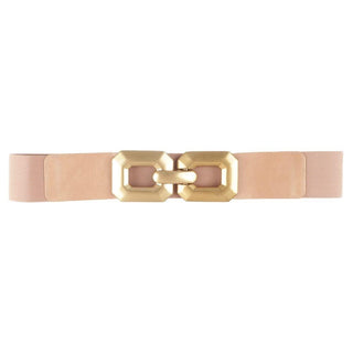 Wide Stretch Belt with Oversized Gold Buckle