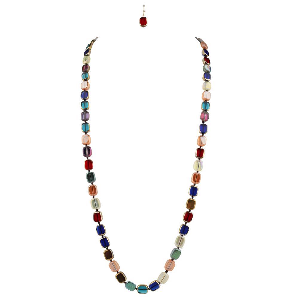 Multi Color Square Bead Necklace