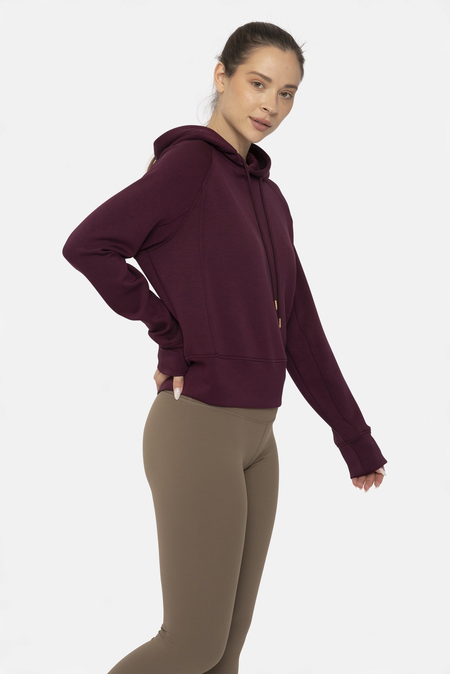 Elevated Cropped Hoodie in Plum