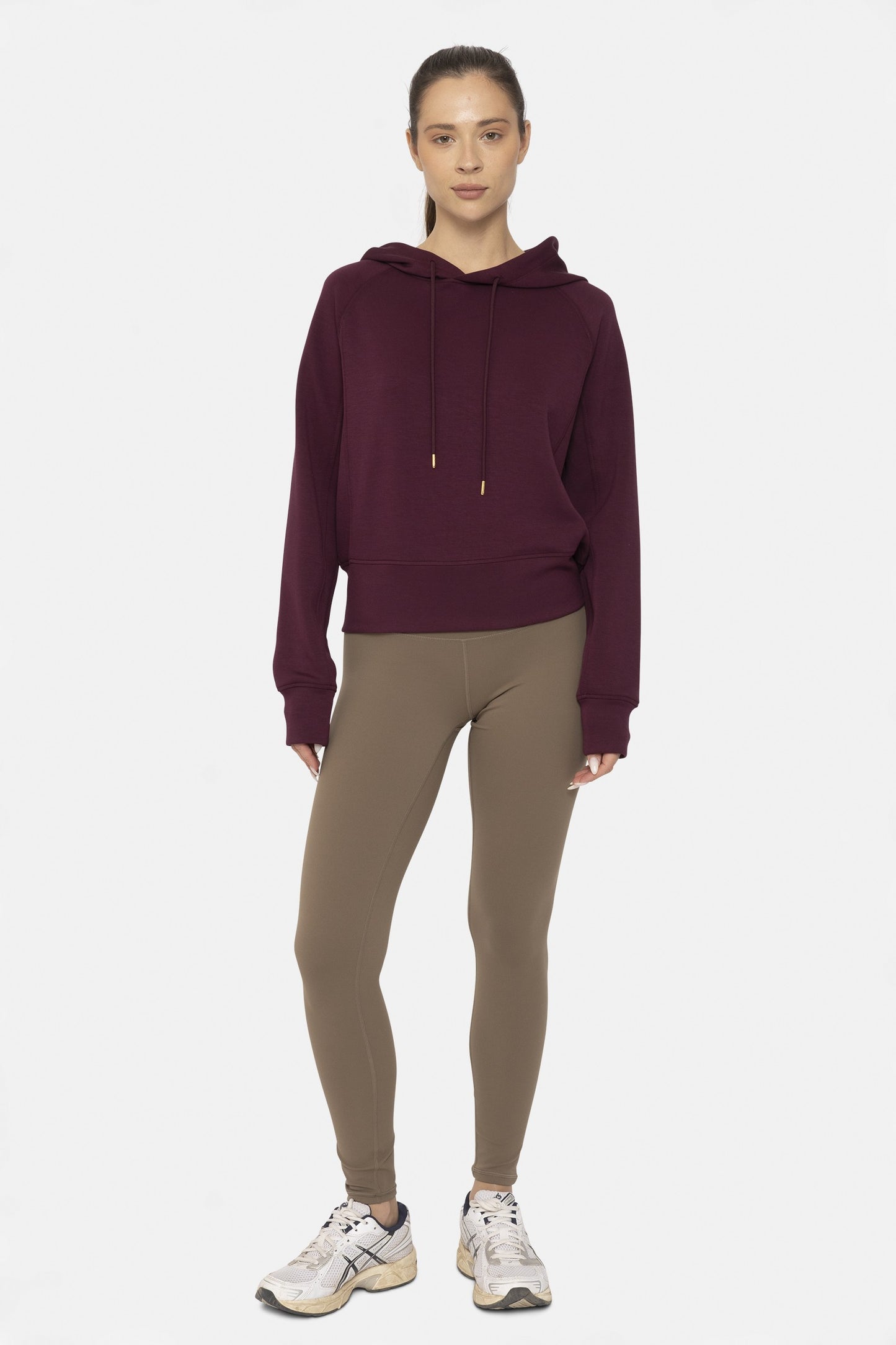 Elevated Cropped Hoodie in Plum