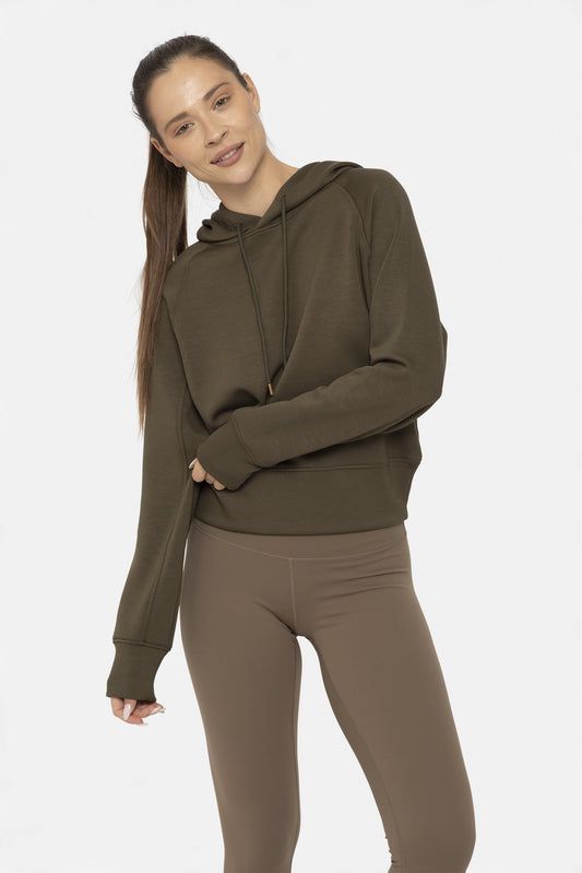 Elevated Cropped Hoodie in Ivy Green