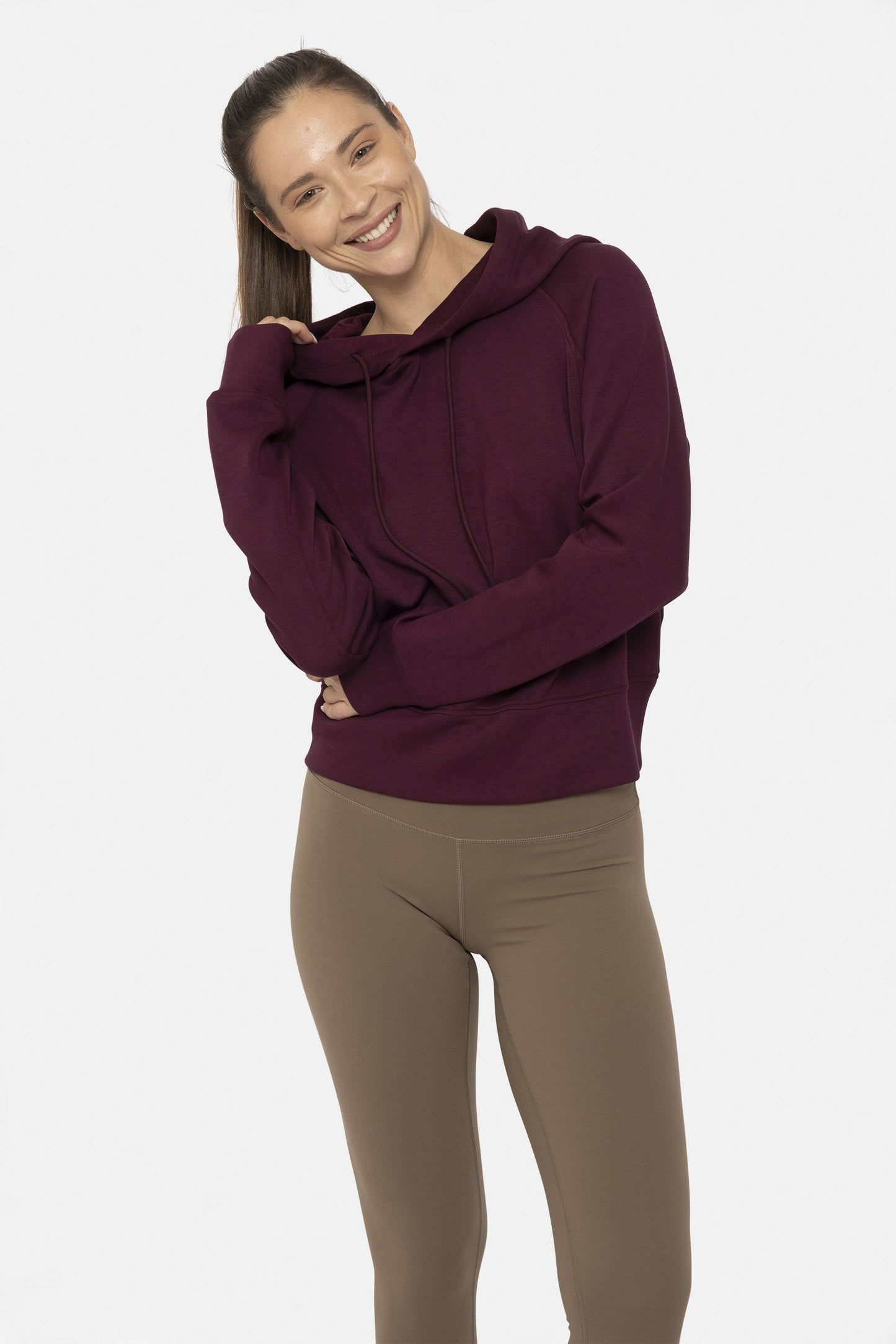 Elevated Cropped Hoodie in Plum