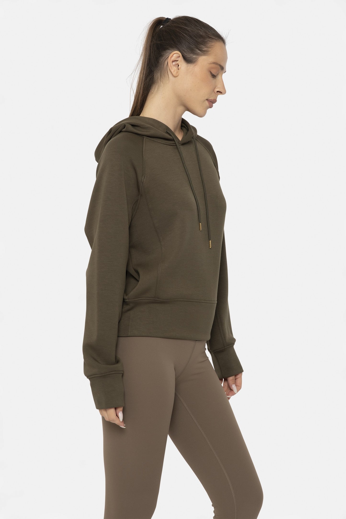 Elevated Cropped Hoodie in Ivy Green