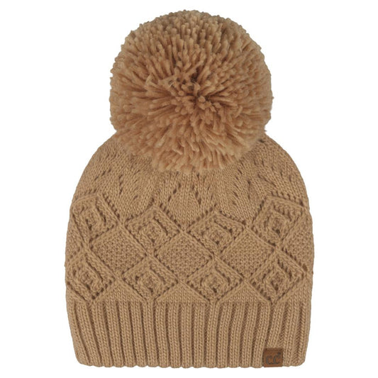 C.C. Diamond Lace Pom Pom Beanie