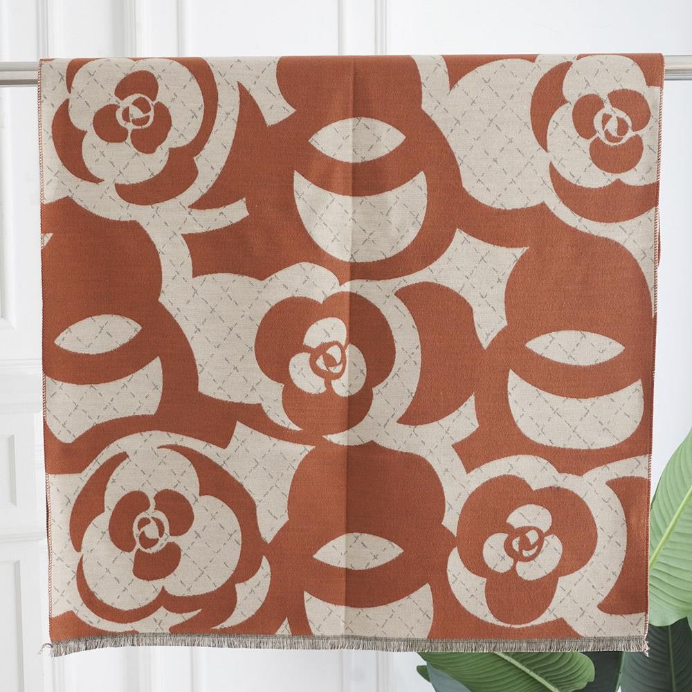 Flower Monogram Scarf in Rust