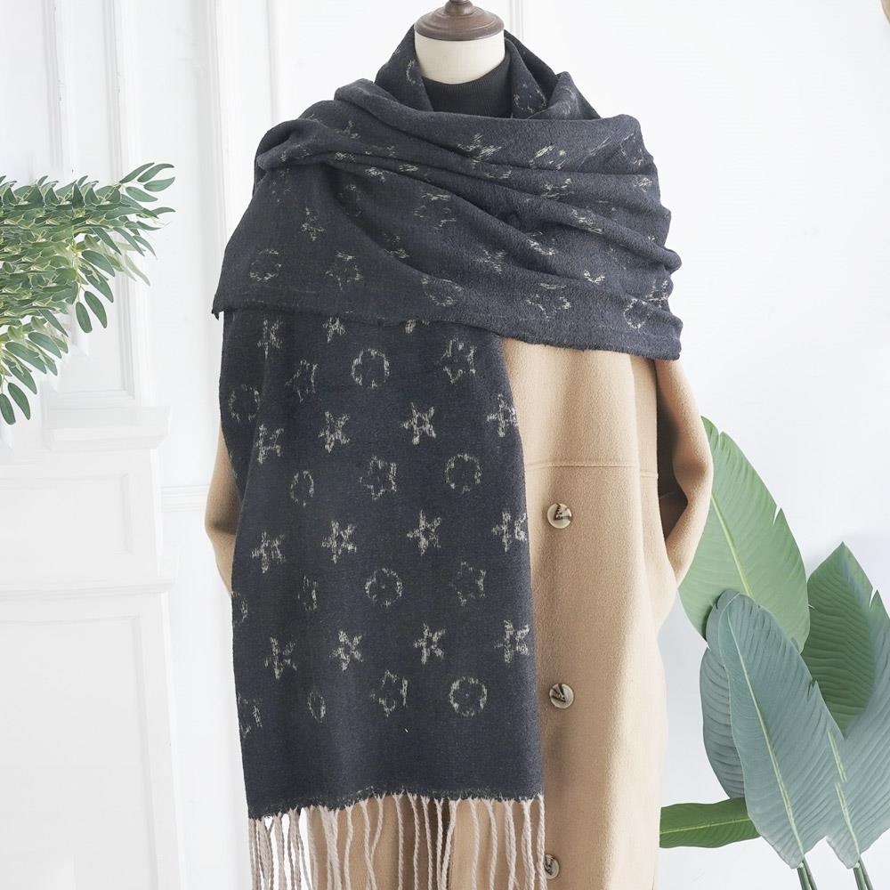 Floral Monogram Fringe Scarf