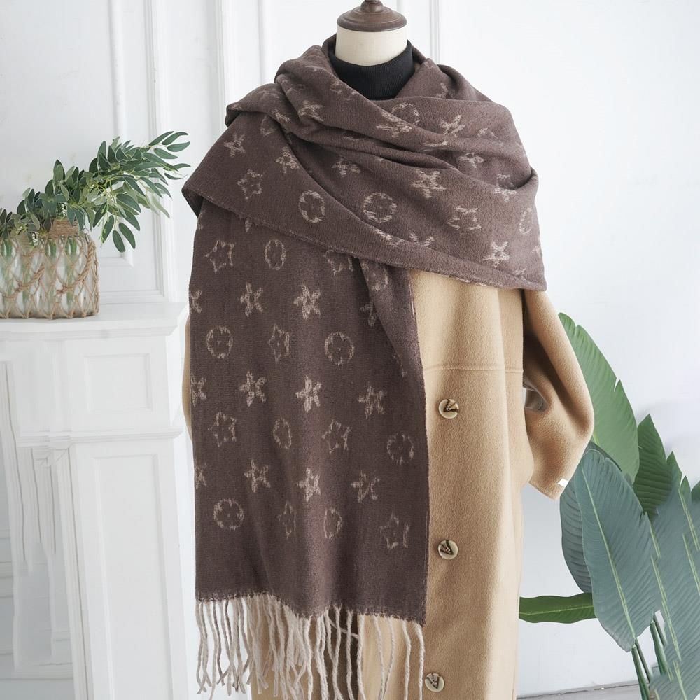 Floral Monogram Fringe Scarf