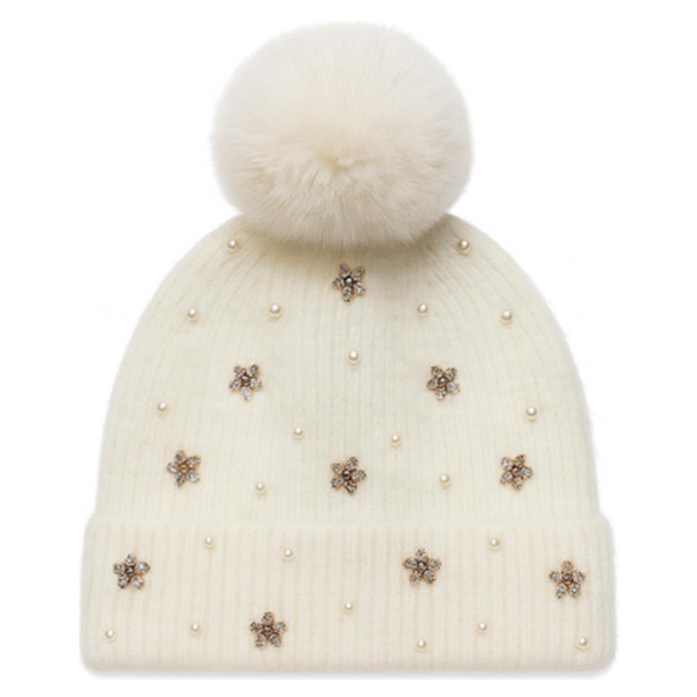 Rhinestone Flower Beanie