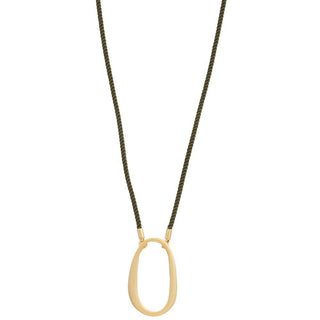 Sodajo Oval Pendant Gold Dipped Necklace in Olive