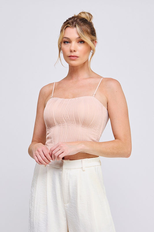 Wavy Texture Bralette Tank in Blush