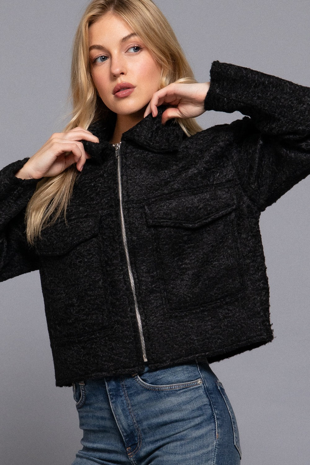 Teddy Fleece Jacket in Black