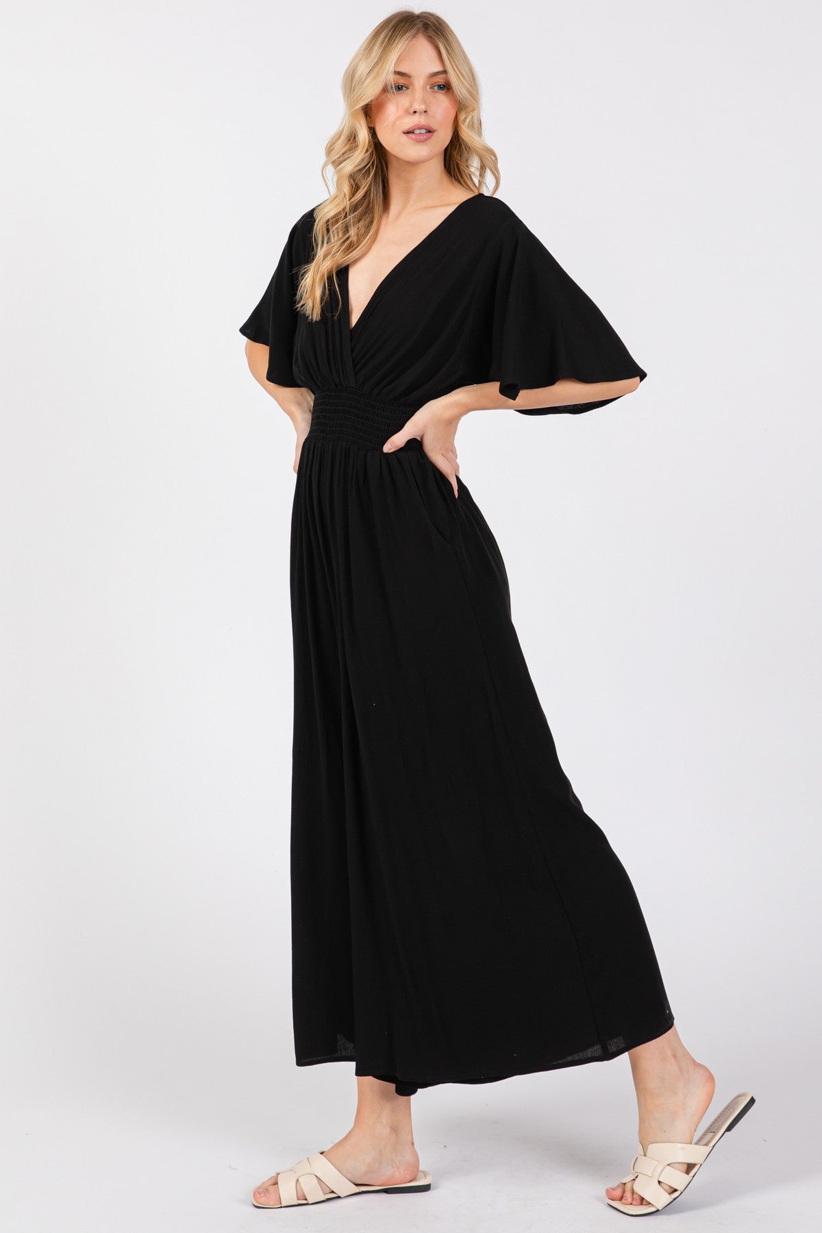 Gauze Smocked Waist Jumpsuit
