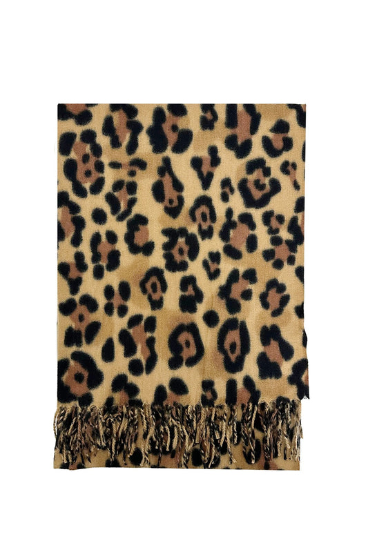 Leopard Scarf with Fringe