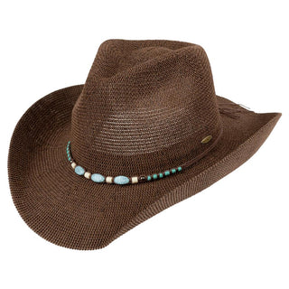 Knitted Cowboy Hat with Turquoise Beads