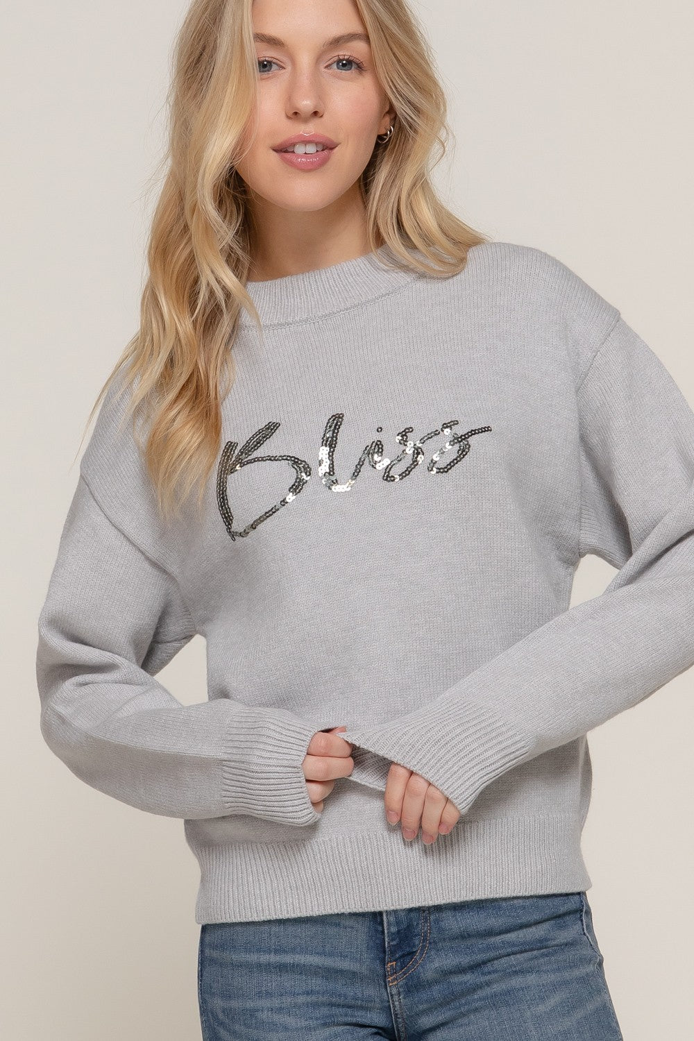 Sequin Bliss Sweater Gray