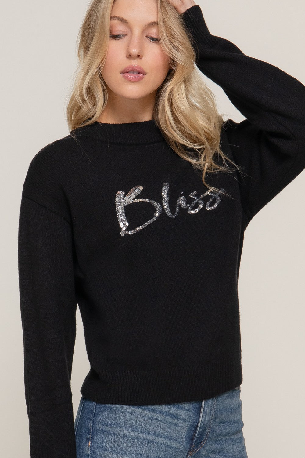 Sequin Bliss Sweater in Black