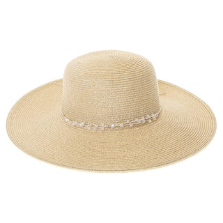 UPF 50+ Wide Brim Shimmery Straw Hat