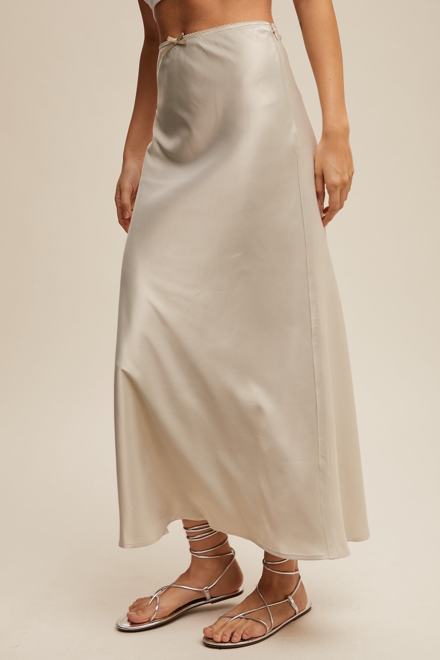 Bow Detail Maxi Skirt in Dove