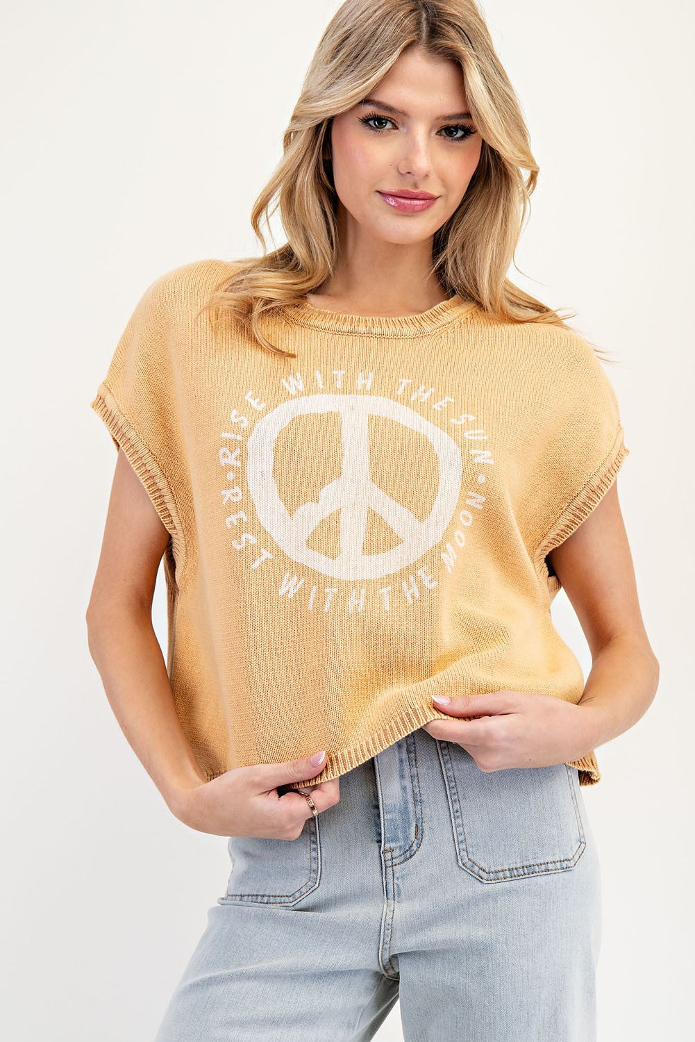 Mineral Wash Peace Sign Top