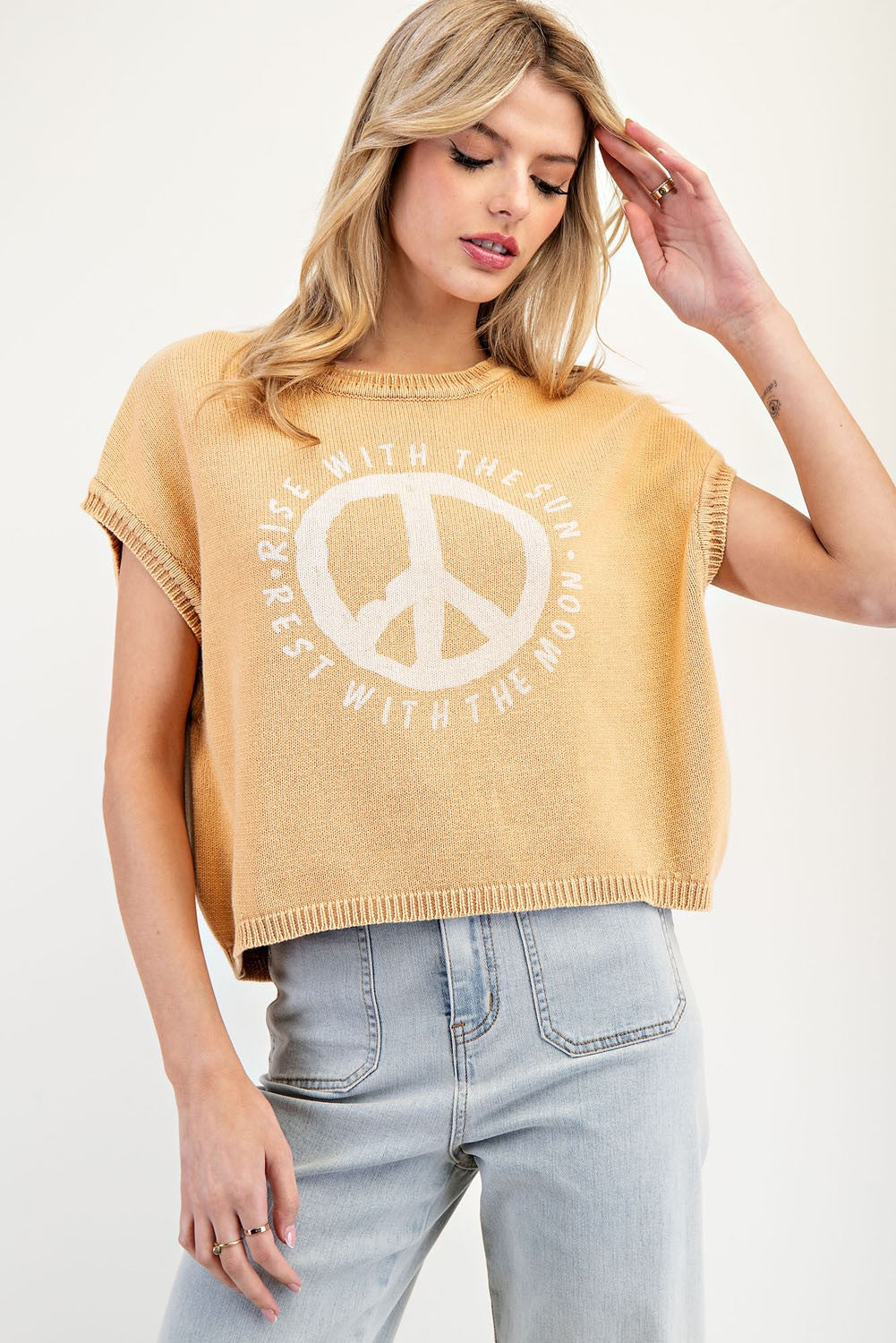 Mineral Wash Peace Sign Top