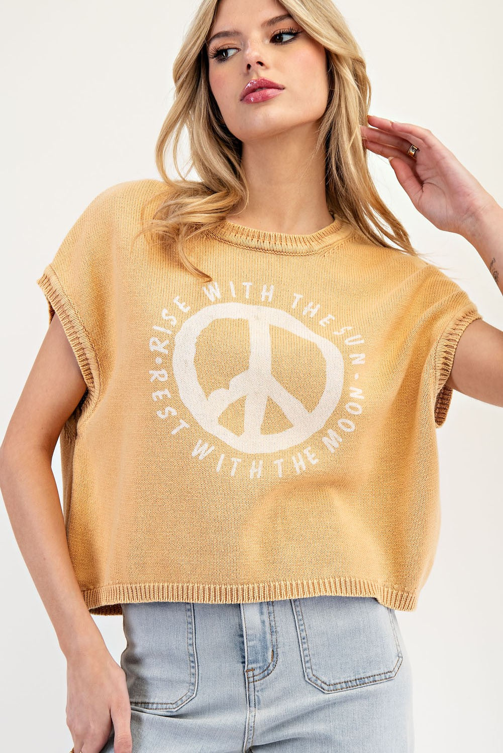 Mineral Wash Peace Sign Top