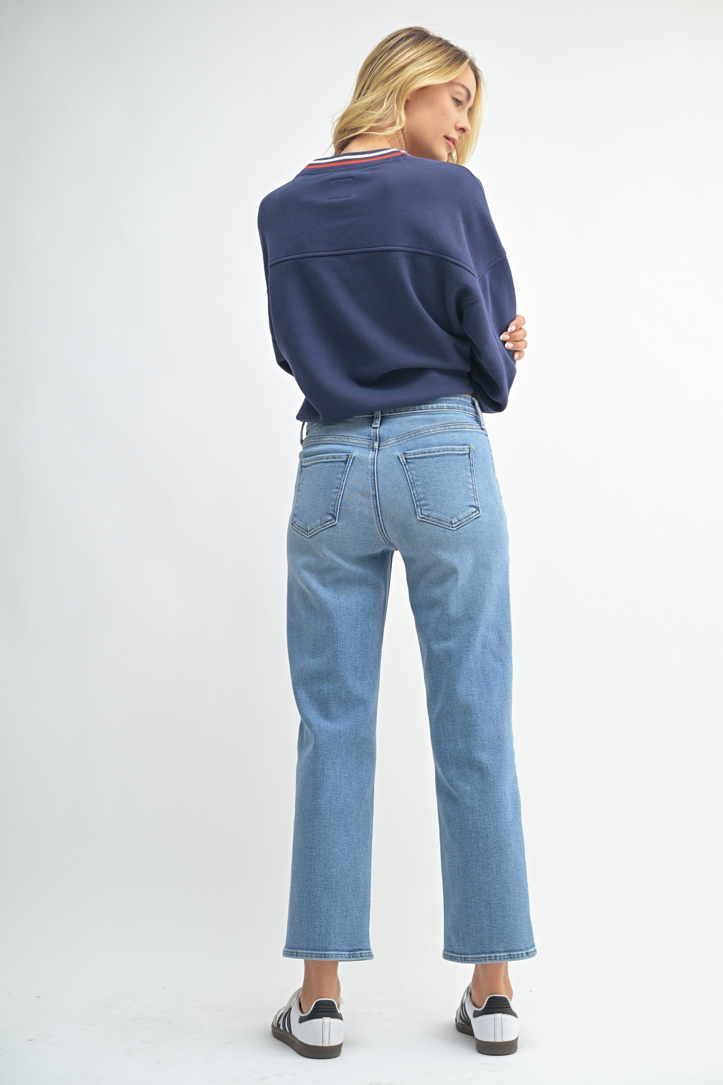 Utility Pocket Straight Leg Jeans in Light Denim