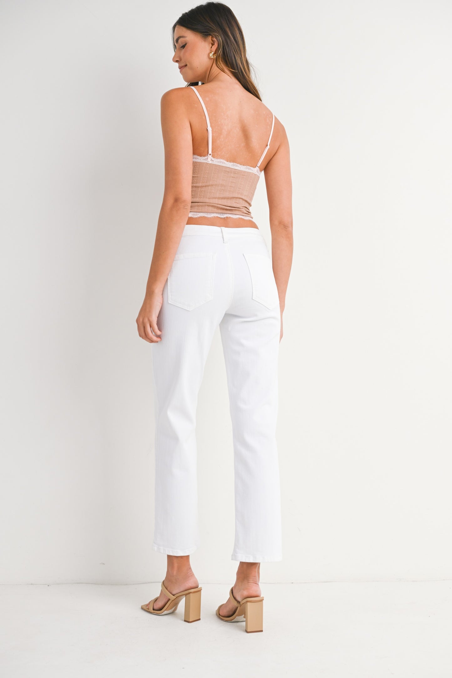 Utility Pocket Straight Leg Jeans in White