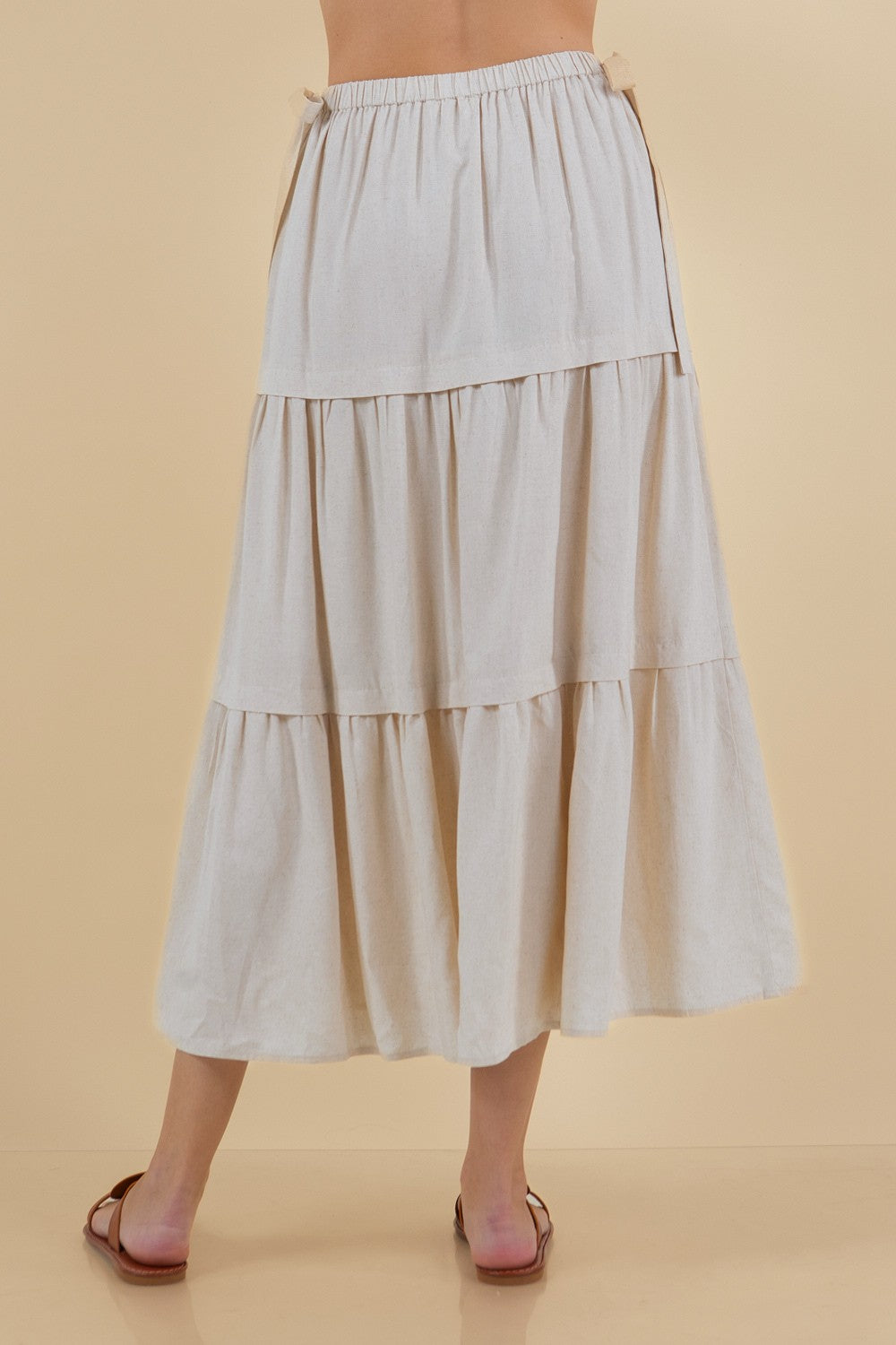 Side Bow Tiered Maxi Skirt