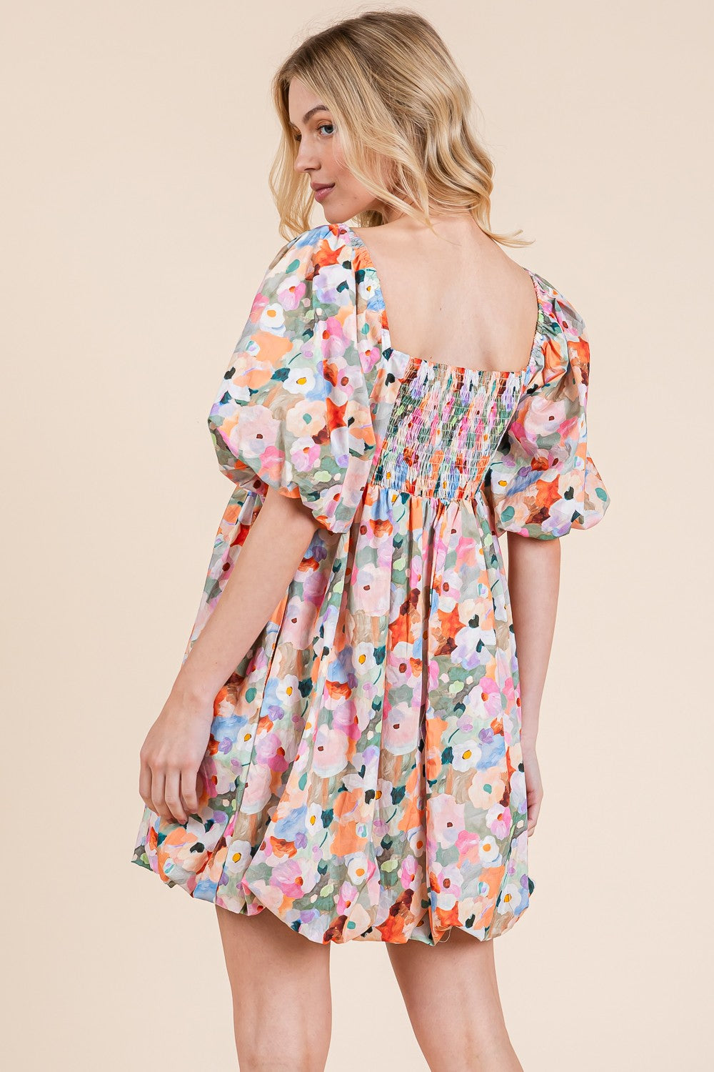 Floral Balloon Hem Mini Dress