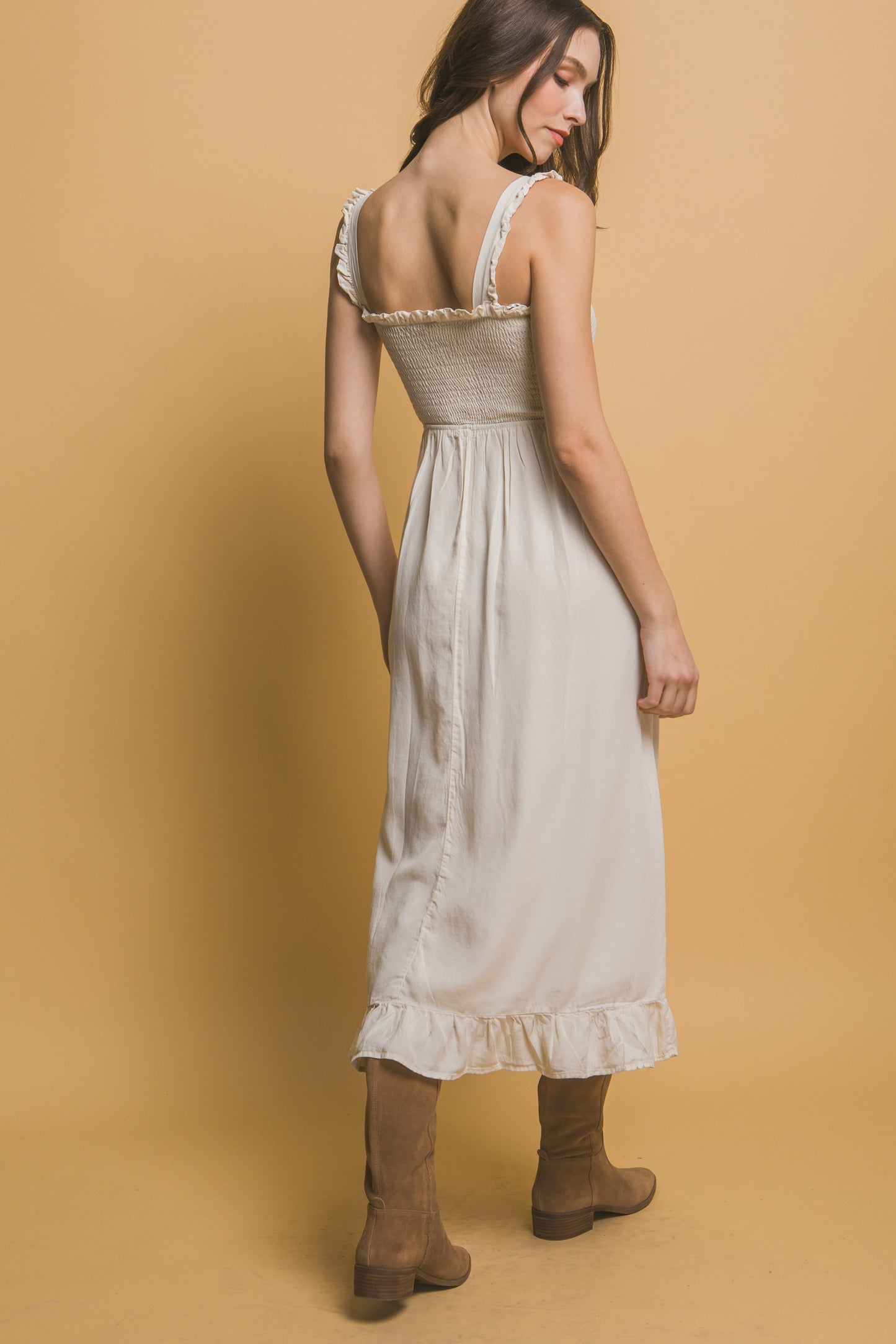 Tencel Smocked Midi Dress