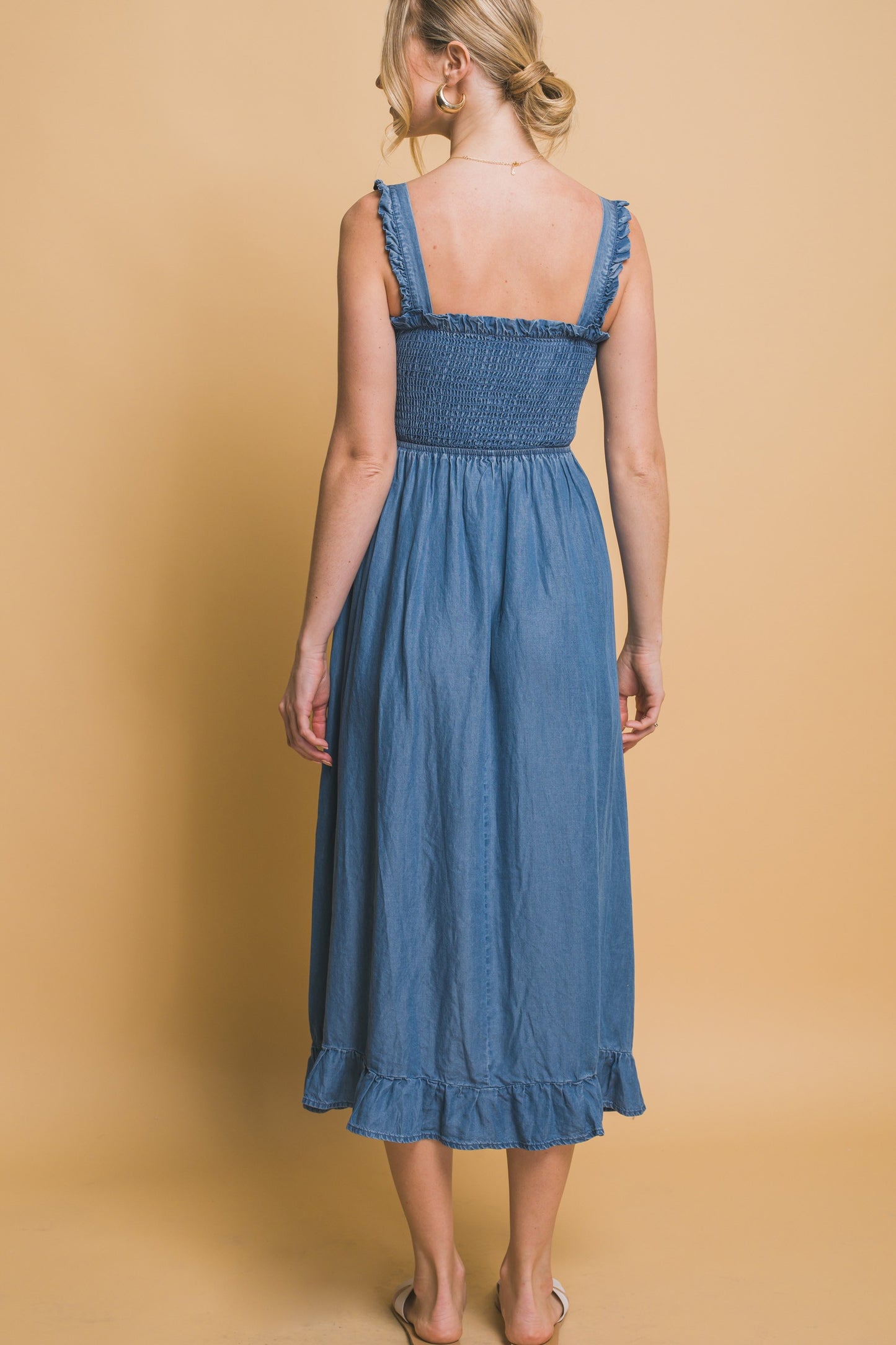 Tencel Smocked Midi Dress