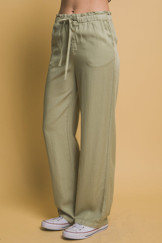 Tencel Elastic Waist Pants