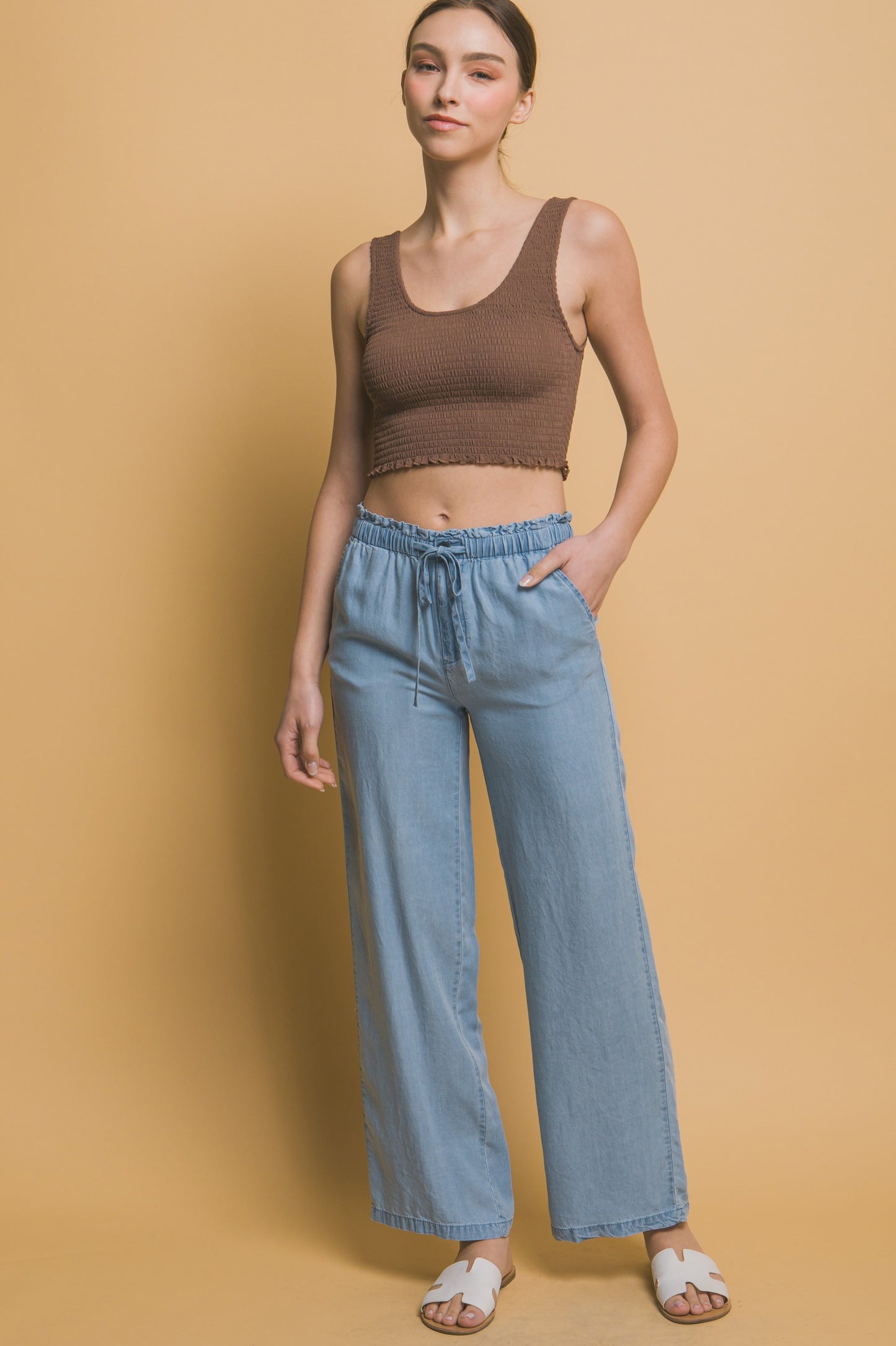 Tencel Elastic Waist Pants
