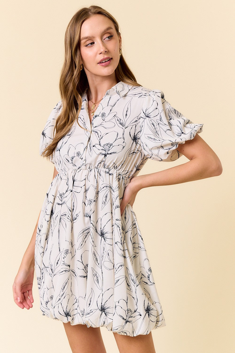 Floral Bubble Hem Dress