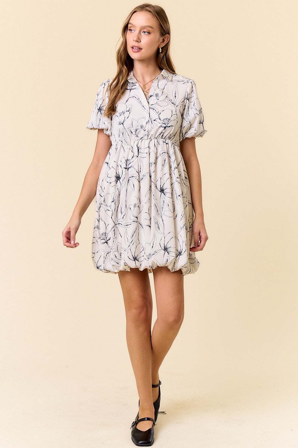 Floral Bubble Hem Dress