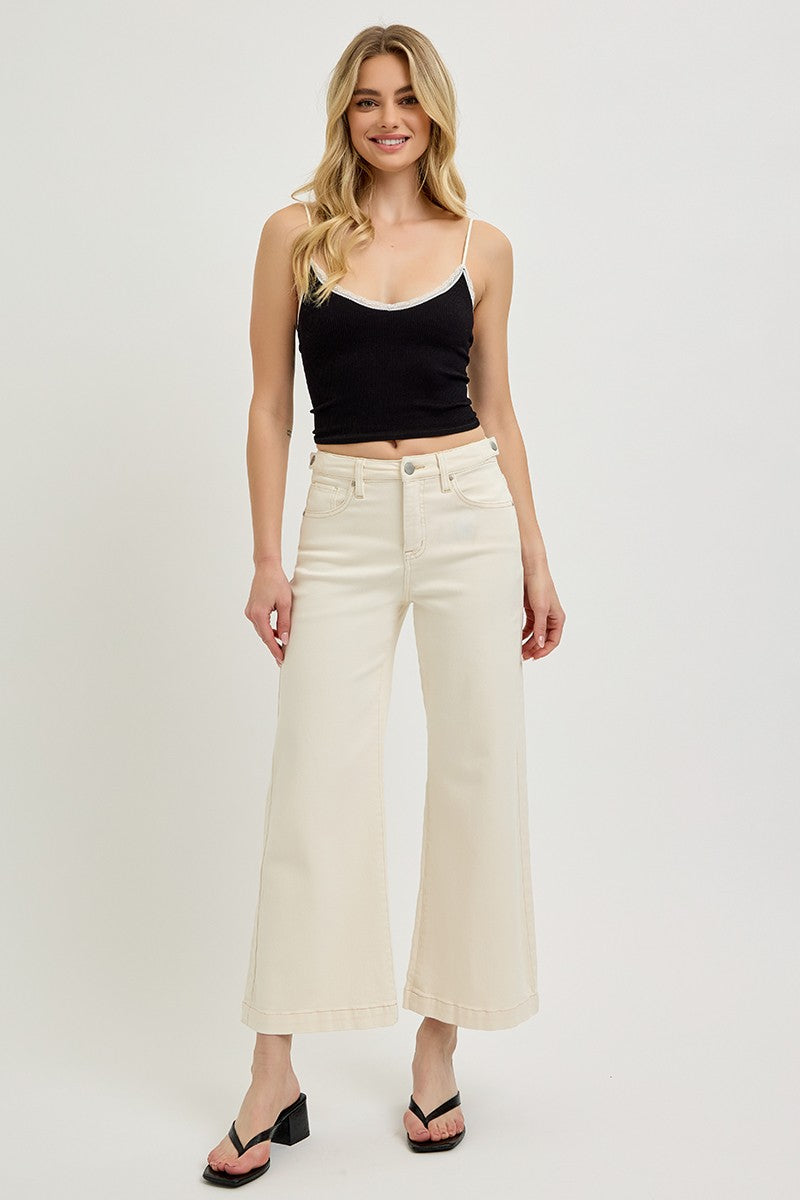 Tummy Control Ivory Cropped Jeans
