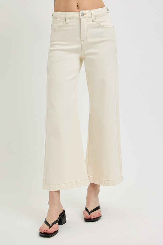 Tummy Control Ivory Cropped Jeans