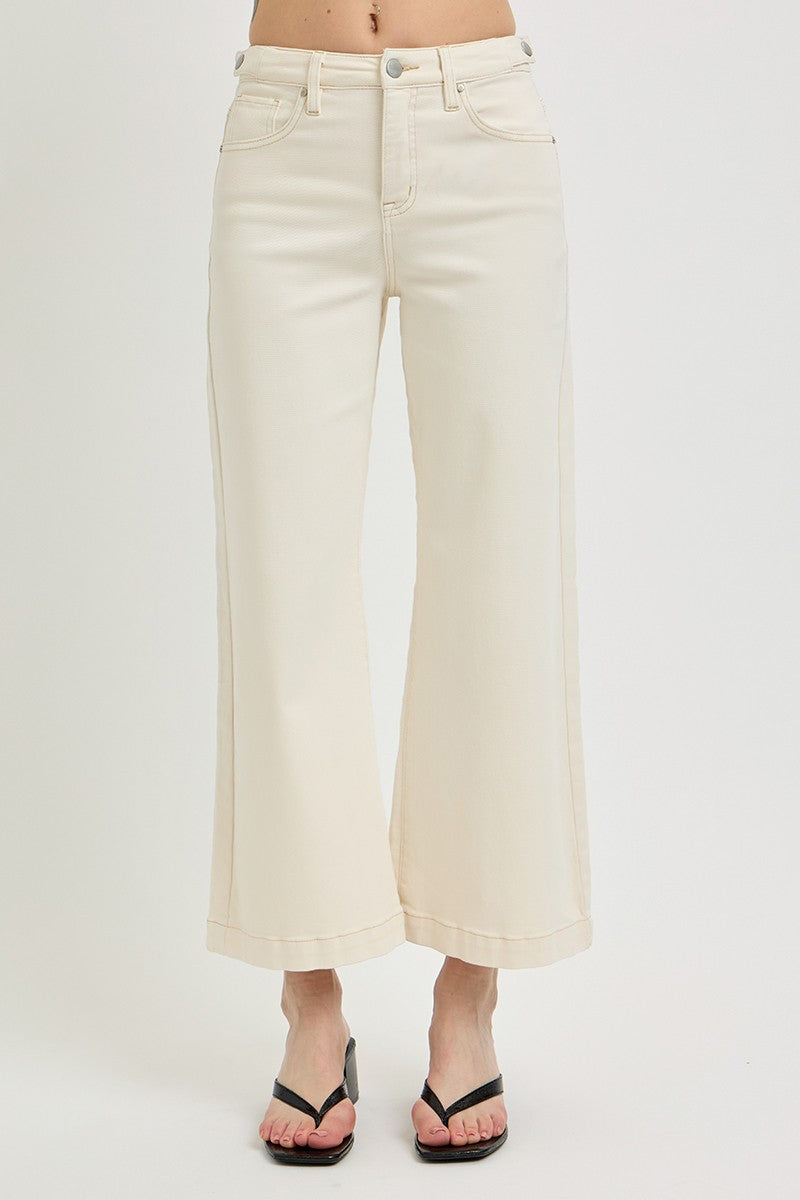 Tummy Control Ivory Cropped Jeans