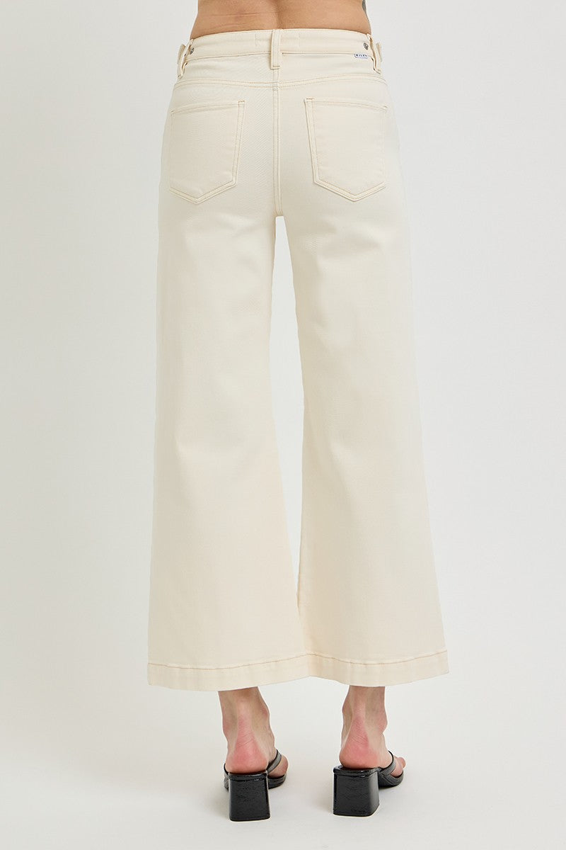 Tummy Control Ivory Cropped Jeans