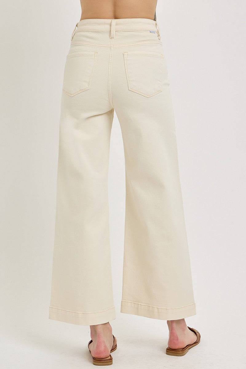 Ivory Cropped Wide Leg Jeans