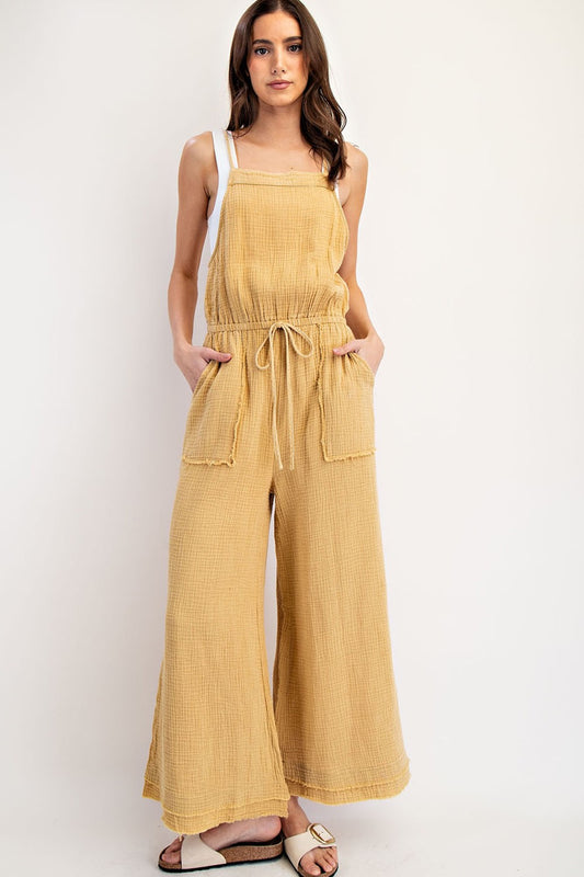 Cotton Gauze Jumpsuit in Mustard