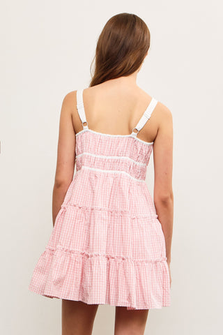 Pink Gingham Mini Dress