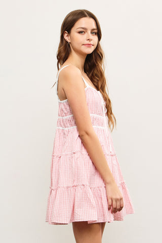 Pink Gingham Mini Dress
