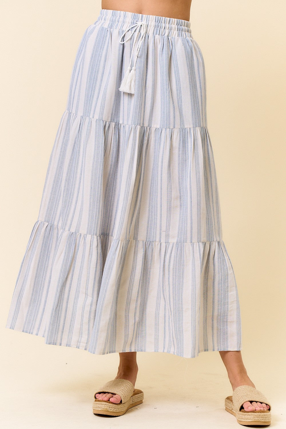 Stripe Tiered Maxi Skirt